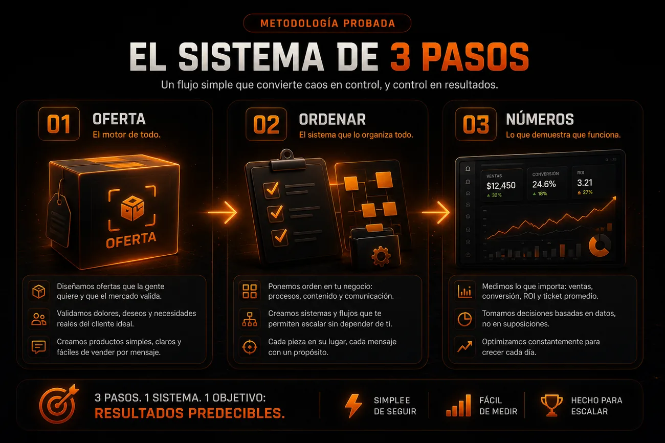 El sistema de 3 pasos: Oferta, Ordenar y Números